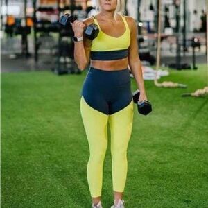 Zyia Neon Yellow Parallel Luxe Hi-rise 7/8 Leggings size XXL